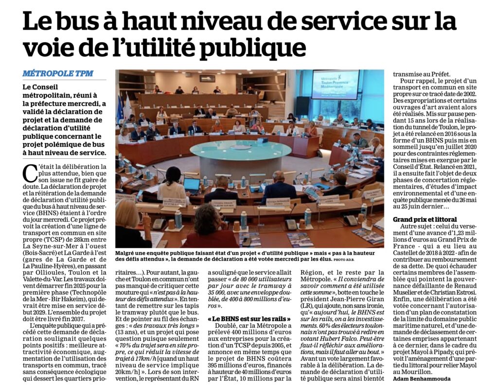 Conseil Métropolitain Septembre 2025 article La Marseillaise