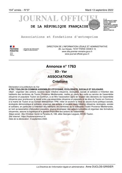 Association A'TeC : Parution au JO